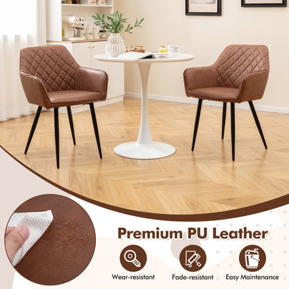 Comfortable Leisure Dining Chairs with Curved Backrest and Wide Seat - Coffee, Set of 2