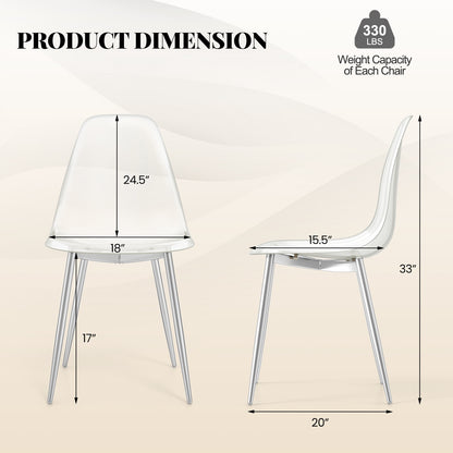Modern Dining Chairs with Clear Plastic Shell and Silver Metal Legs - Set of 4