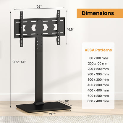 Modern Height Adjustable Floor TV Stand with Swivel Mount and AV Shelf for 32 to 70 Inch Screens