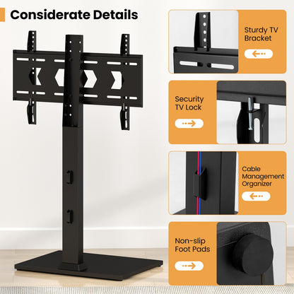 Modern Height Adjustable Floor TV Stand with Swivel Mount and AV Shelf for 32 to 70 Inch Screens