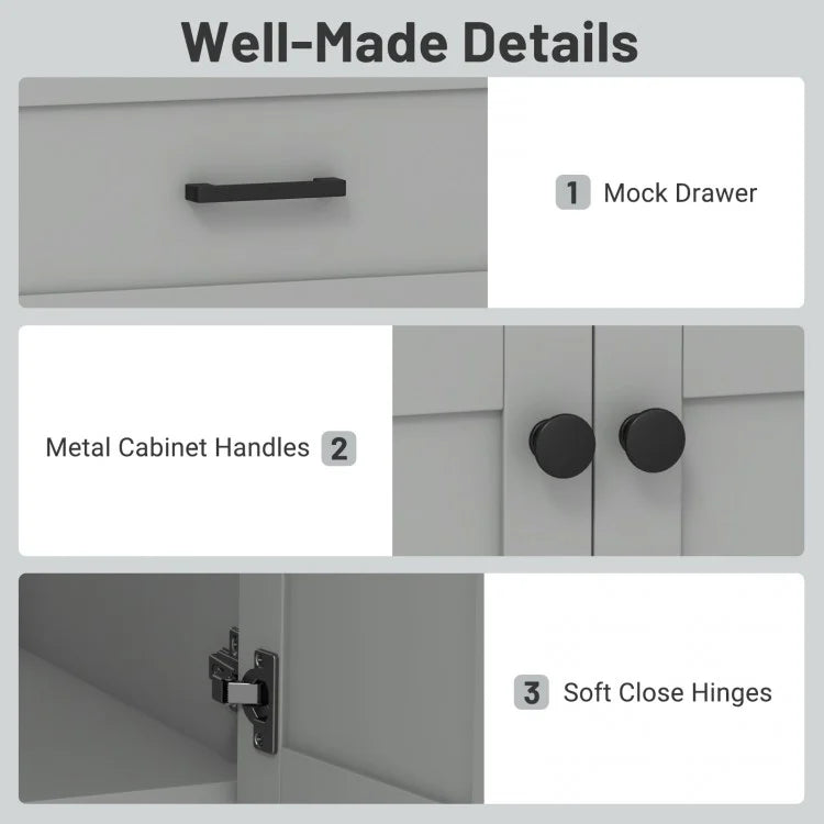 Bathroom Vanity Unit with Ceramic Sink & Large Storage Cabinet