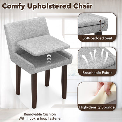 3 Piece Accent Chair and Table Set with Upholstered Seats and Wooden Frame