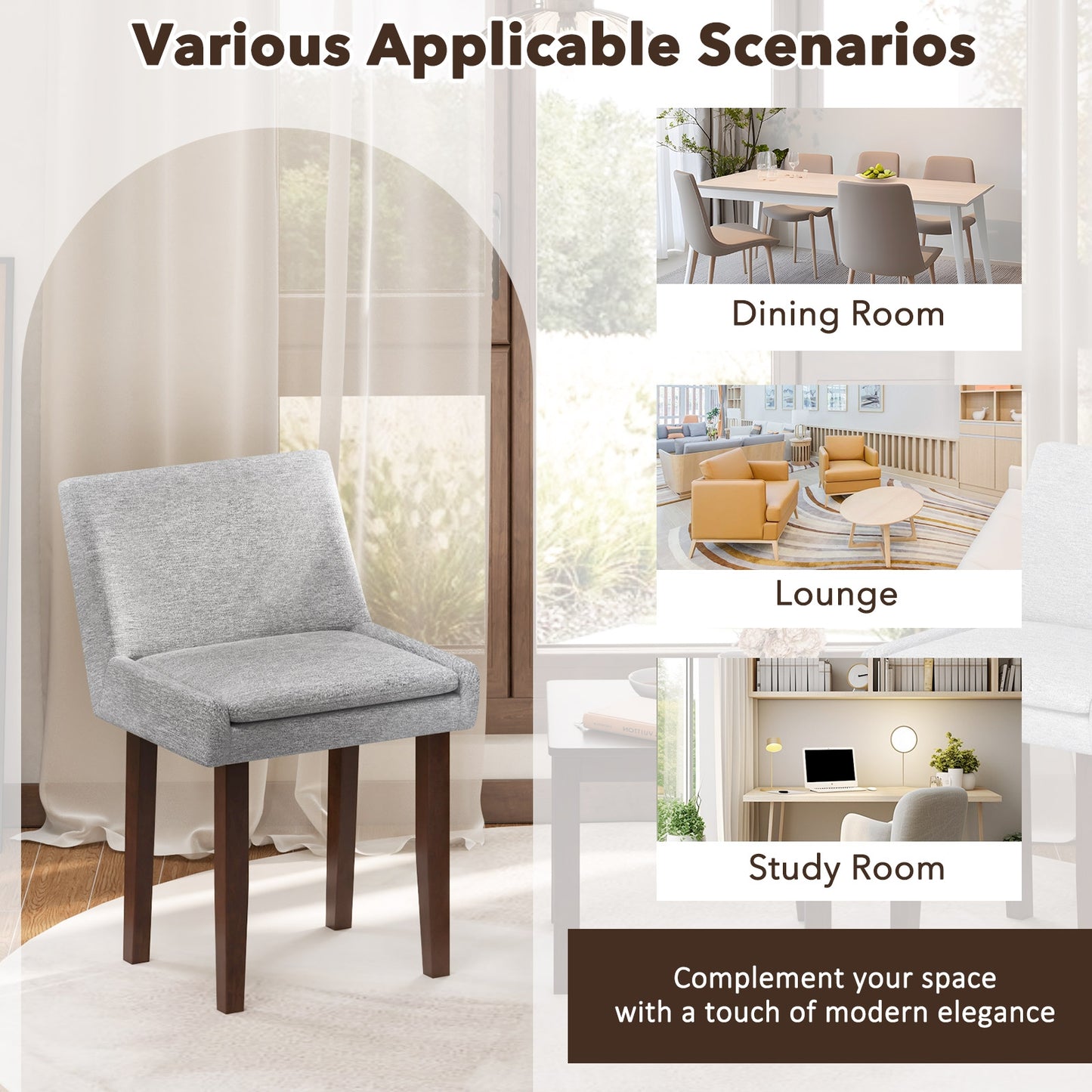 3 Piece Accent Chair and Table Set with Upholstered Seats and Wooden Frame