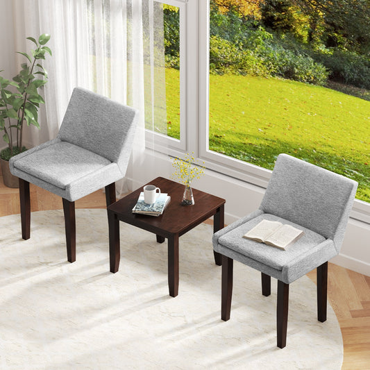 3 Piece Accent Chair and Table Set with Upholstered Seats and Wooden Frame