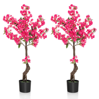2 Pack 41 Inch Artificial Plum Blossom Tree with 92 Silk Flowers - Faux Floral Plants for Home Décor