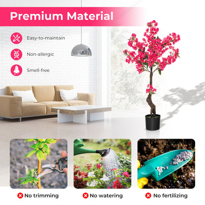 2 Pack 41 Inch Artificial Plum Blossom Tree with 92 Silk Flowers - Faux Floral Plants for Home Décor