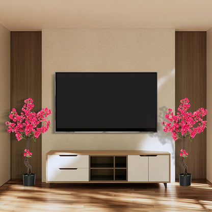 2 Pack 41 Inch Artificial Plum Blossom Tree with 92 Silk Flowers - Faux Floral Plants for Home Décor