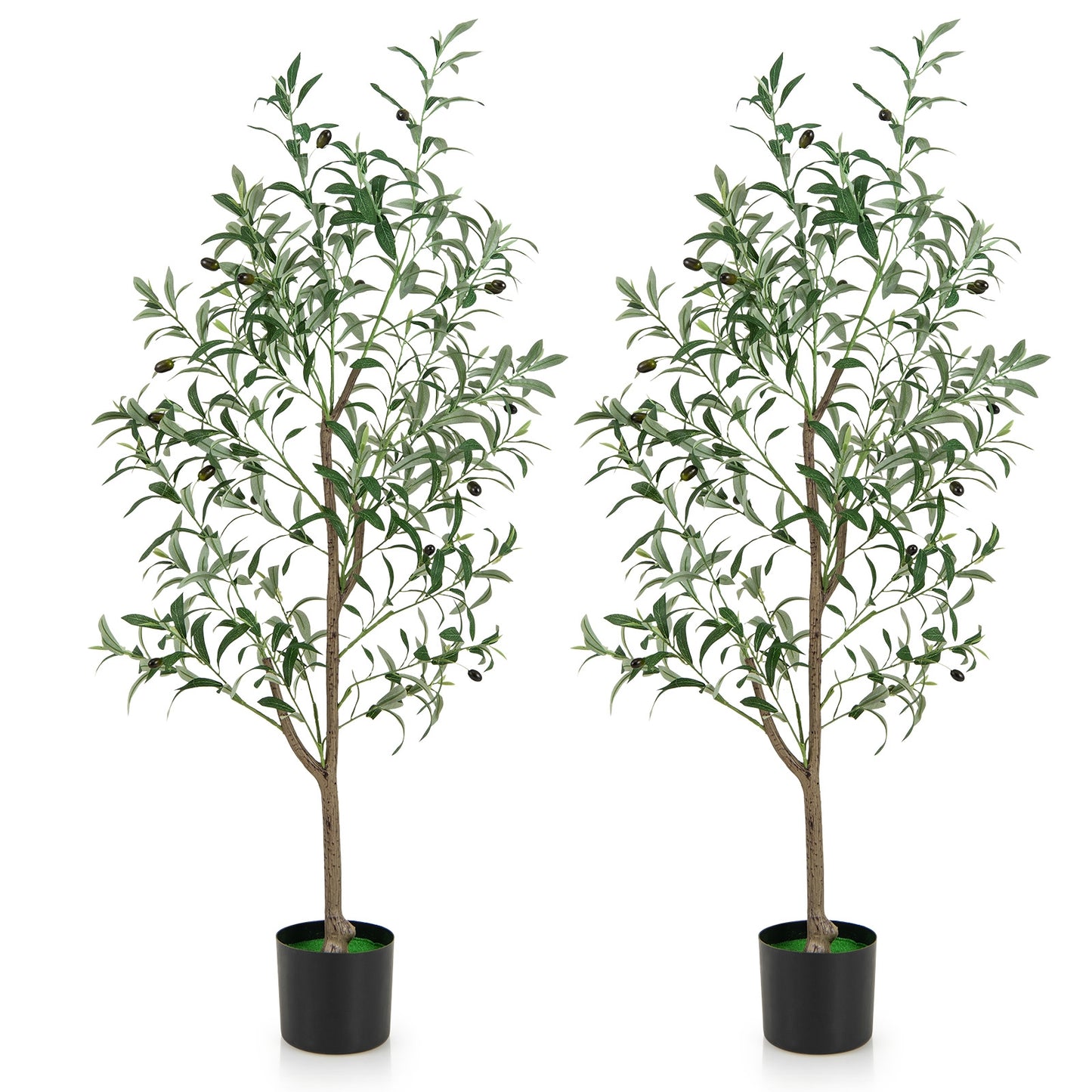 Set of 2 - 4.5ft Artificial Olive Trees with Realistic Fruits