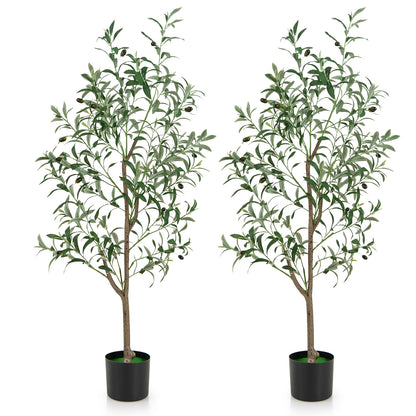 Set of 2 - 4.5ft Artificial Olive Trees with Realistic Fruits