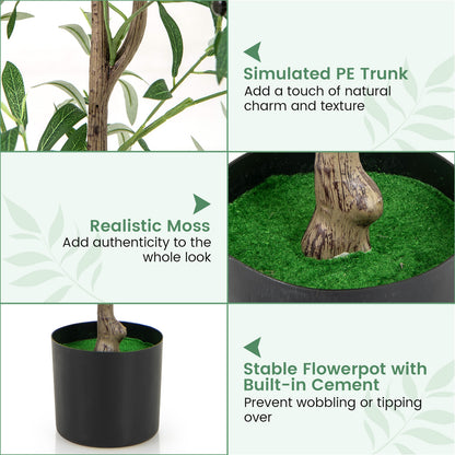 Set of 2 - 4.5ft Artificial Olive Trees with Realistic Fruits