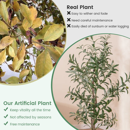Set of 2 - 4.5ft Artificial Olive Trees with Realistic Fruits