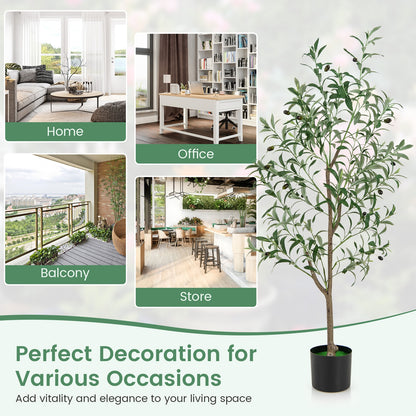 Set of 2 - 4.5ft Artificial Olive Trees with Realistic Fruits