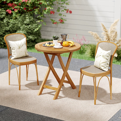 Outdoor Teak Wood Dining Table with Slatted Top and Durable X-Frame for Patio and Garden
