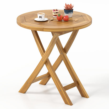 Outdoor Teak Wood Dining Table with Slatted Top and Durable X-Frame for Patio and Garden