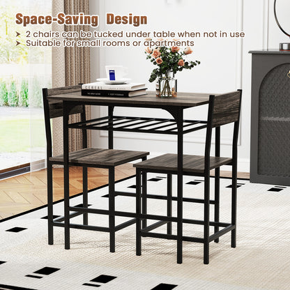 Dining table set with two chairs in a small room setting, suitable for space-saving design.