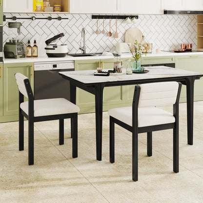 Sherpa Upholstered Dining Chairs with Ergonomic Armless Design and Sturdy Wood Frame, Set of 2