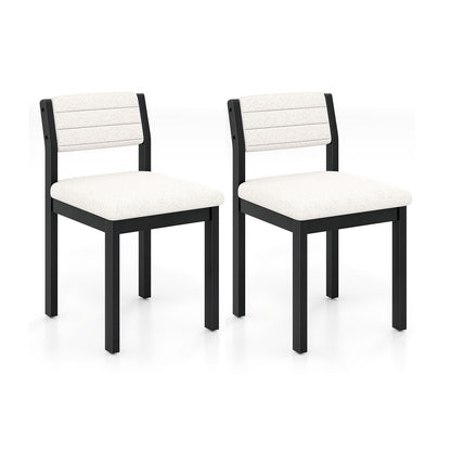 Sherpa Upholstered Dining Chairs with Ergonomic Armless Design and Sturdy Wood Frame, Set of 2