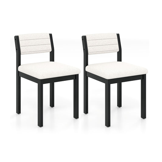 Sherpa Upholstered Dining Chairs with Ergonomic Armless Design and Sturdy Wood Frame, Set of 2