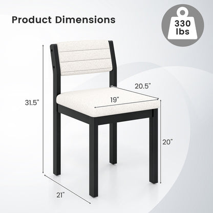 Sherpa Upholstered Dining Chairs with Ergonomic Armless Design and Sturdy Wood Frame, Set of 2