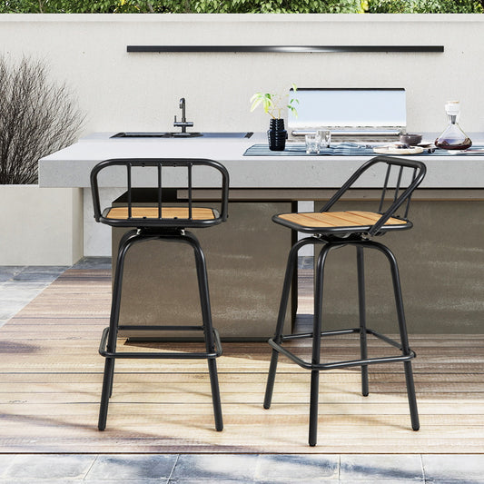 Modern Swivel Bar Stool Set of 2 with 360° Seat Backrest and Footrest