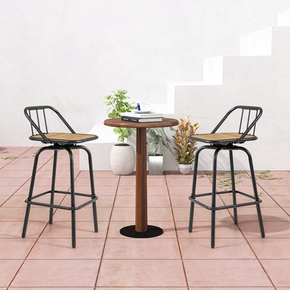 Modern Swivel Bar Stool Set of 2 with 360° Seat Backrest and Footrest
