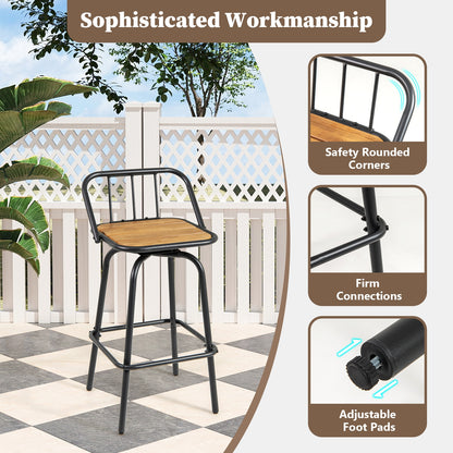 Modern Swivel Bar Stool Set of 2 with 360° Seat Backrest and Footrest
