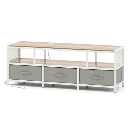 Modern Media Console with Charging Station and Storage for TVs up to 65 Inches - Natural