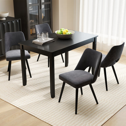 48 Inch Rectangular Wooden Dining Table for 4 with Solid Rubber Wood Legs in Black Finish
