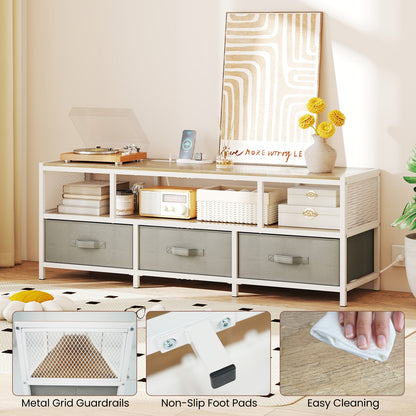 Modern Media Console with Charging Station and Storage for TVs up to 65 Inches - Natural