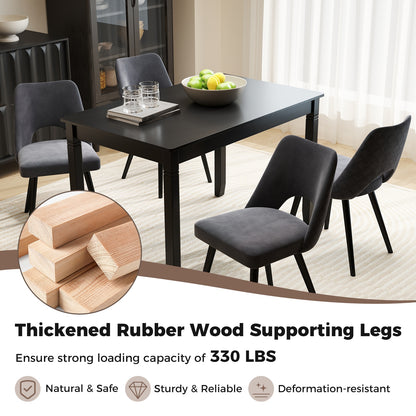 48 Inch Rectangular Wooden Dining Table for 4 with Solid Rubber Wood Legs in Black Finish