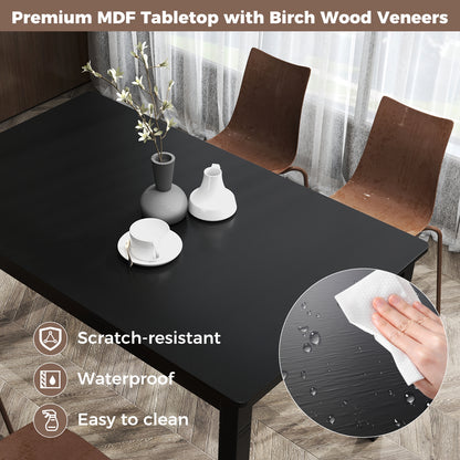 48 Inch Rectangular Wooden Dining Table for 4 with Solid Rubber Wood Legs in Black Finish