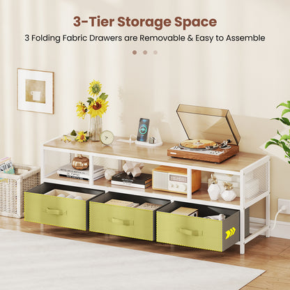 Modern Media Console with Charging Station and Storage for TVs up to 65 Inches - Natural