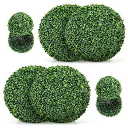 Set of 2 Artificial Boxwood Topiary Balls – 16" & 20" Faux Greenery for Patio, Garden, Front Door & Balcony