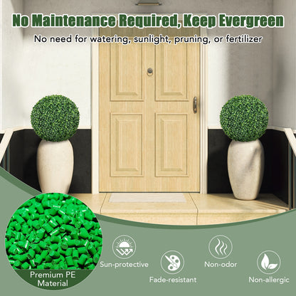 Set of 2 Artificial Boxwood Topiary Balls – 16" & 20" Faux Greenery for Patio, Garden, Front Door & Balcony