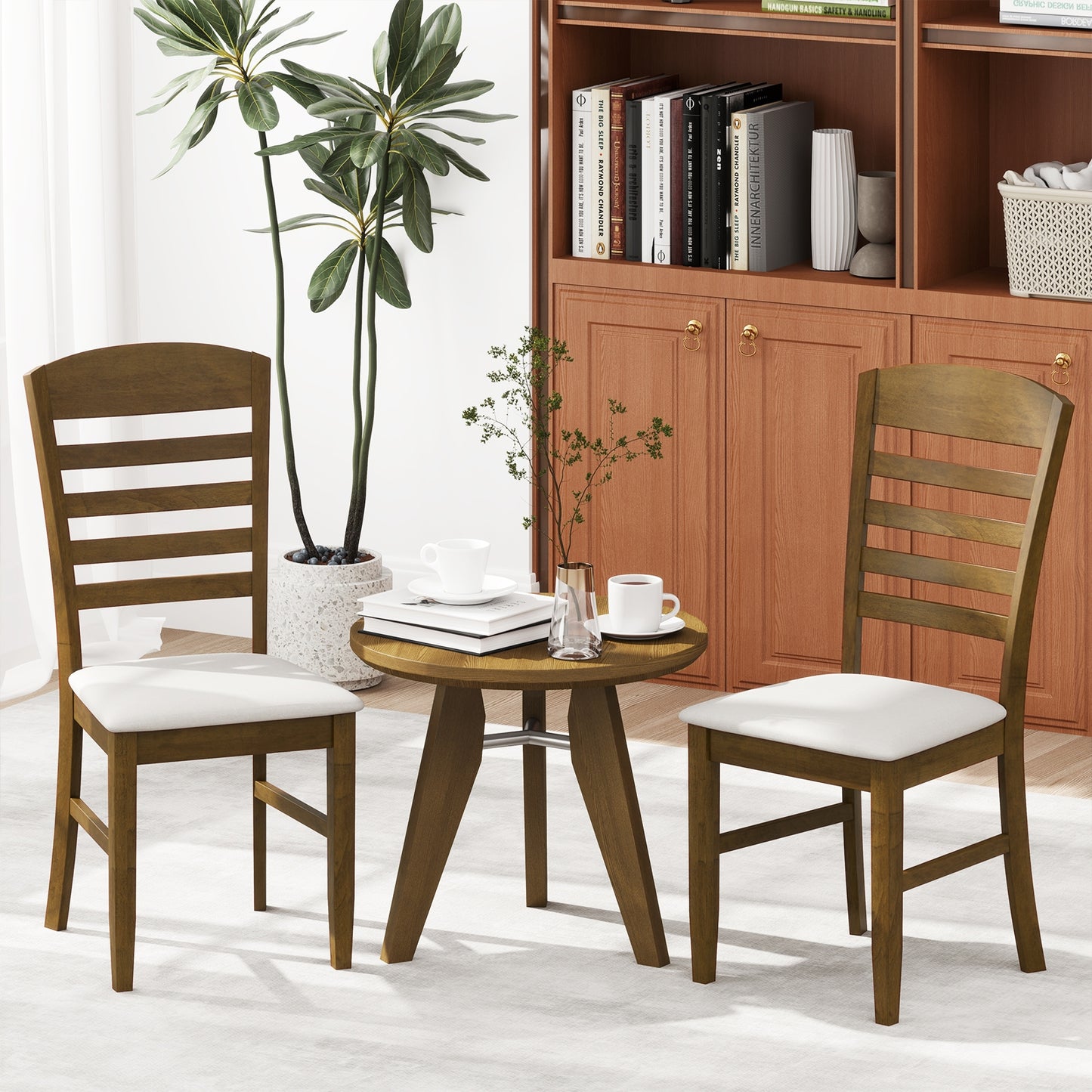 Dining Chairs with Padded Seat and Sturdy Rubber Wood Frame, Set of 2