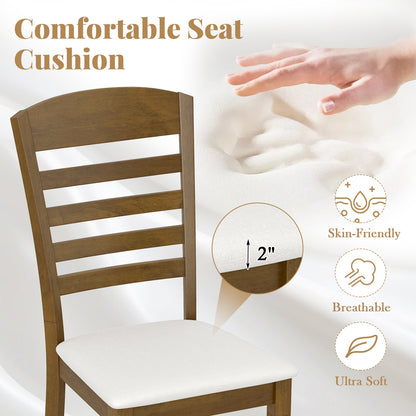 Dining Chairs with Padded Seat and Sturdy Rubber Wood Frame, Set of 2