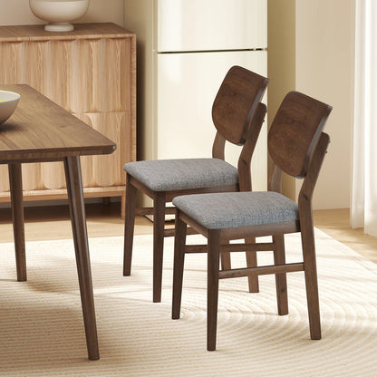 Set of 2 Farmhouse Upholstered Dining Chairs with Rubber Wood Frame – Grey