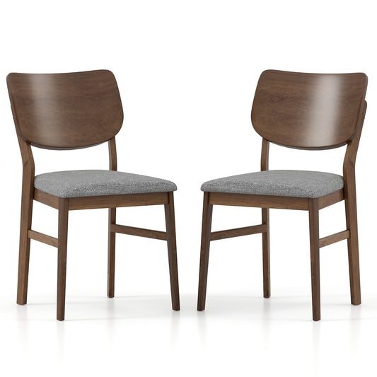 Set of 2 Farmhouse Upholstered Dining Chairs with Rubber Wood Frame – Grey
