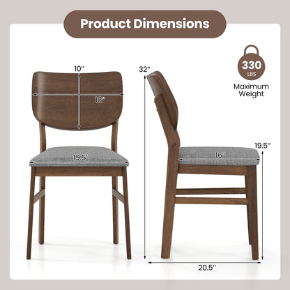 Set of 2 Farmhouse Upholstered Dining Chairs with Rubber Wood Frame – Grey