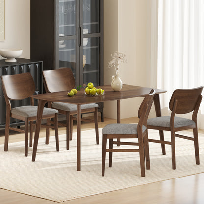 Set of 2 Farmhouse Upholstered Dining Chairs with Rubber Wood Frame – Grey