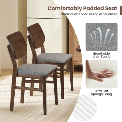 Set of 2 Farmhouse Upholstered Dining Chairs with Rubber Wood Frame – Grey