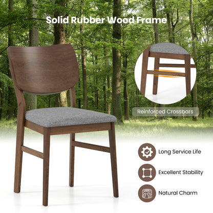 Set of 2 Farmhouse Upholstered Dining Chairs with Rubber Wood Frame – Grey
