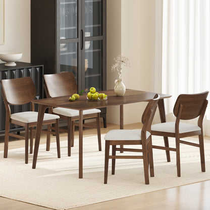 Set of 2 Farmhouse Upholstered Dining Chairs with Rubber Wood Frame – White