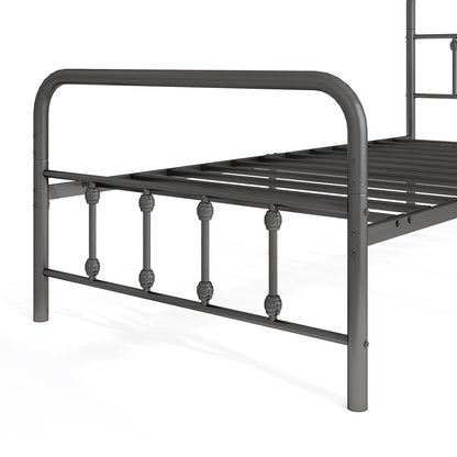 Victorian Style Metal Bed Frame with Headboard and 12.5" Underbed Storage – Twin Size