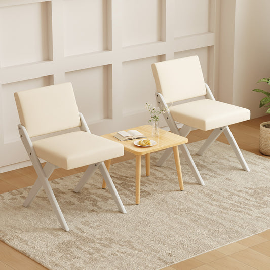 Set of 2 Wooden Dining Chairs with Padded Cushions and Rubber Wood Frame