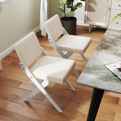 Set of 2 Wooden Dining Chairs with Padded Cushions and Rubber Wood Frame