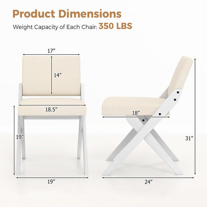 Set of 2 Wooden Dining Chairs with Padded Cushions and Rubber Wood Frame