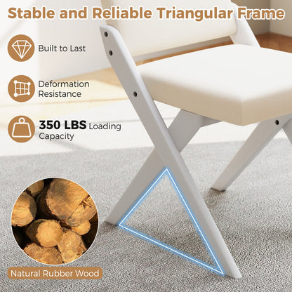 Set of 2 Wooden Dining Chairs with Padded Cushions and Rubber Wood Frame