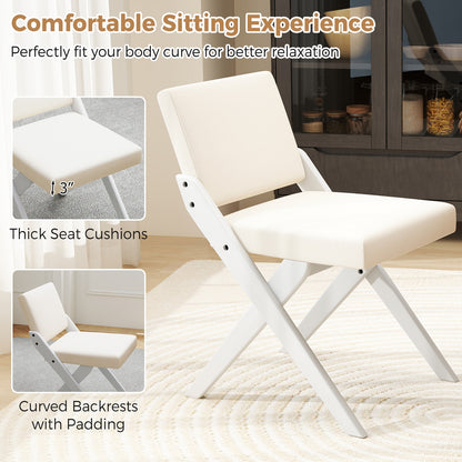 Set of 2 Wooden Dining Chairs with Padded Cushions and Rubber Wood Frame