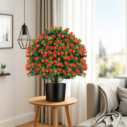 Set of 2 Artificial Rose Topiary Ball Trees with Vibrant Faux Flowers – Perfect for Indoor & Outdoor Decor